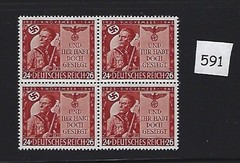 MNH stamp block Sc B250 Germany 20th anniversary of the Munich Putsch / 1943