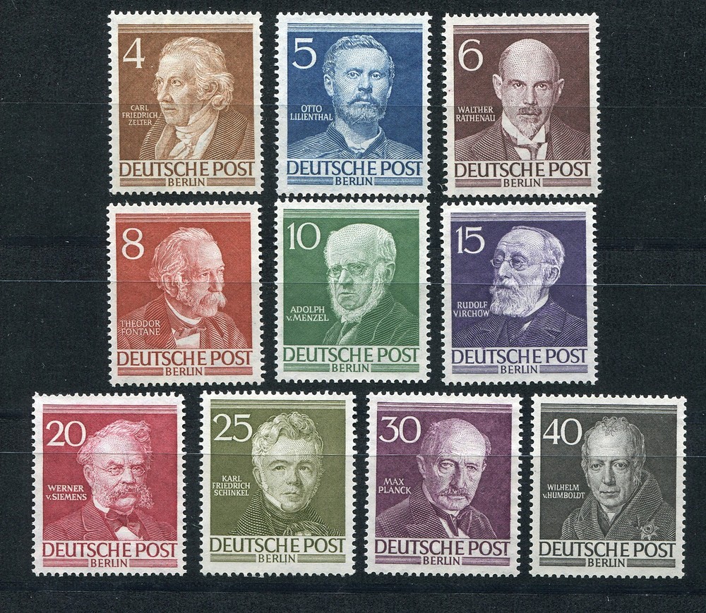 GERMANY BERLIN 1952-1953 9N84-9N93 FAMOUS MEN OF BERLIN SET PERFECT MNH