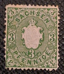 Germany Saxony 1863 Arms Embossed 3 Pfennige Stamp MNG