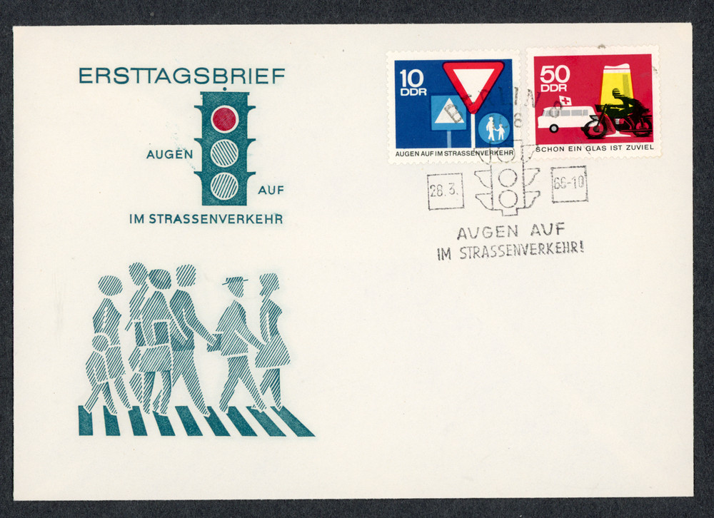East Germany DDR 1966 FDC Traffic Safety Berlin #821 824
