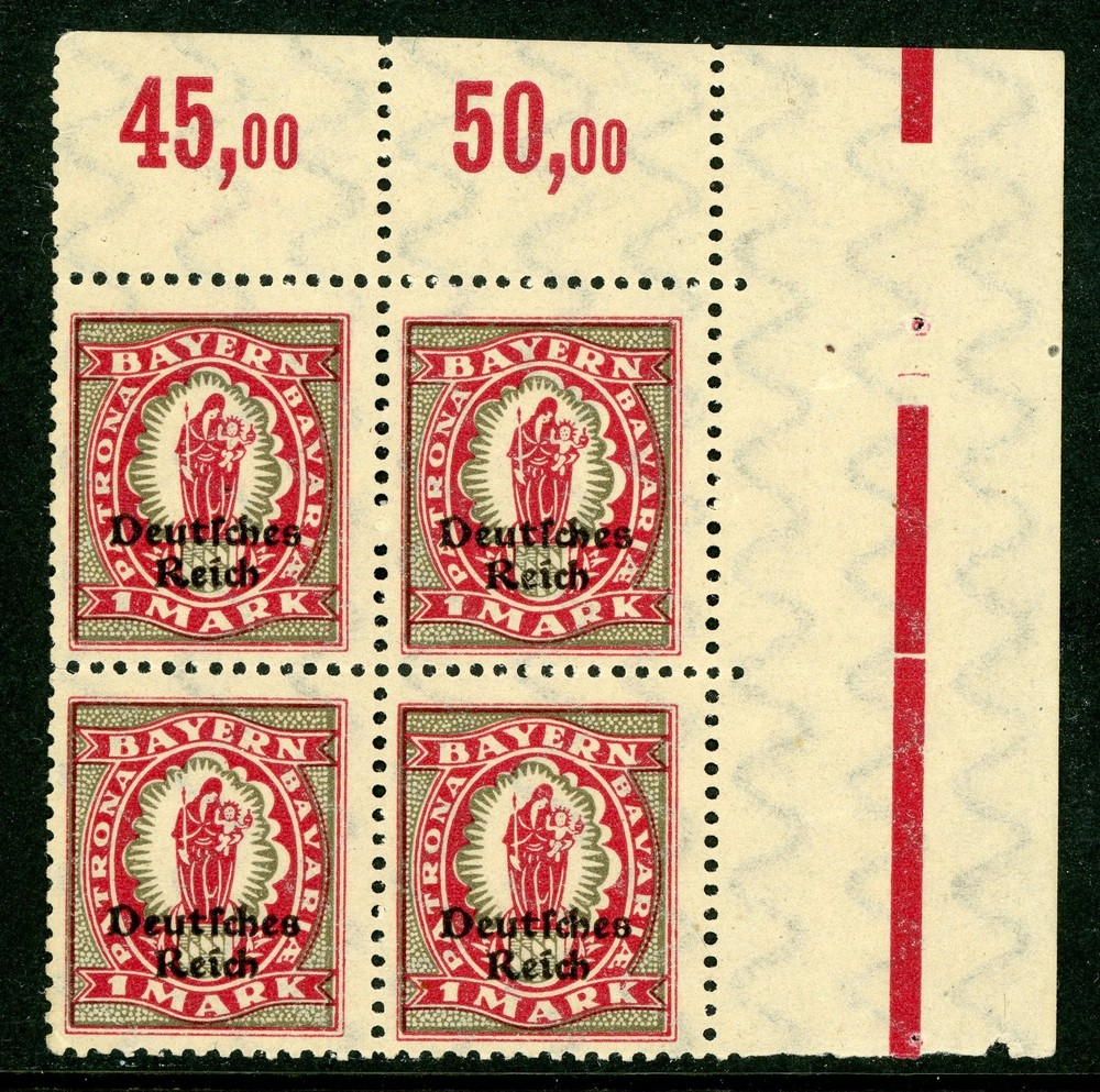 Germany States 1920 Bavaria 1 Mark Block Scott #266 MNH F492