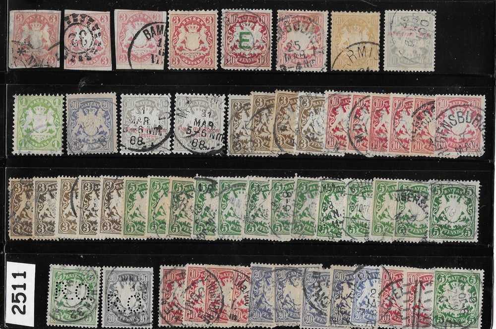 Bulk lot 50+ Stamps Pre 1900 German state BAVARIA Good postmarks #2511