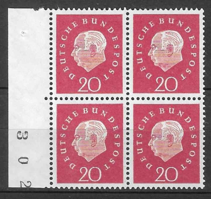 Germany Berlin Stamp Block 1959 SC# 9N167 20p rose car ‚ President Heuss ‚