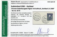 GERMANY OCC SUDETENLAND KARLSBAD MICHEL 59 PERFECT USED CERT BRUNEL