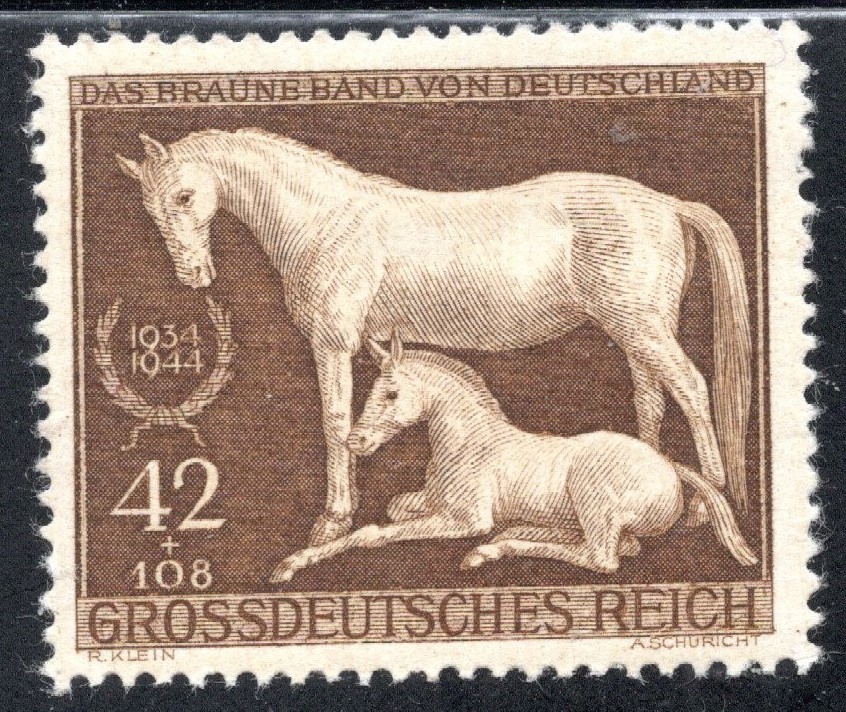 Germany Stamp Scott #B283, Semi-Postal, Race Horse and Foal, MNH