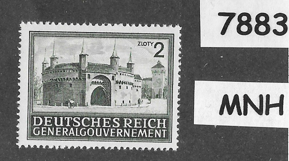 #7883 MNH stamp N100 1943 / Third Reich Germany Occupied Cracow Poland WWII
