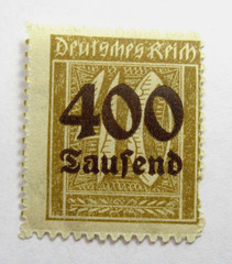 Germany Infl Stamp Scott 957 Deutsches Reich 400 Tausend on 40 Mark 1923 MNH