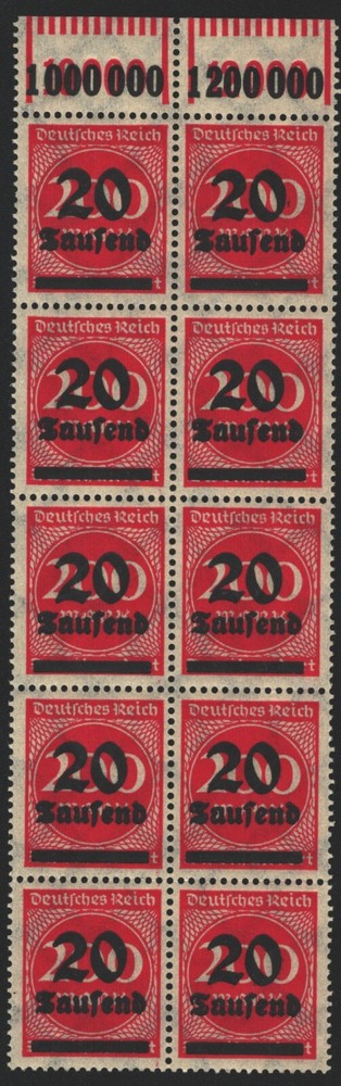 Rare 1923 German Inflation Era 20T on 200M brt rose red Wmk 126 perf 14 MNH-XF