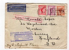 1931 Germany Seapost, Europa Bremen – Germany to Surrey UK – By Catapult Plane