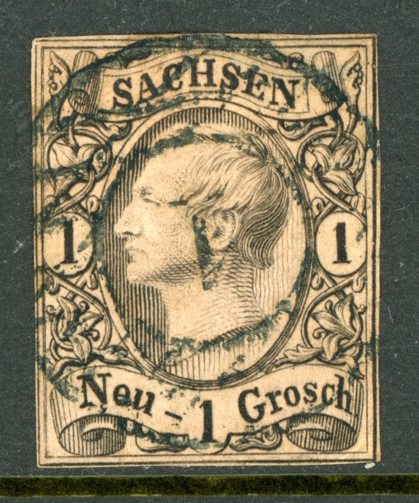 Germany States 1855 Saxony 1 ngr Black/Rose Scott #10 VFU L59