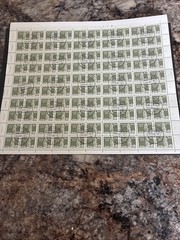 GERMANY DDR STAMPS 1980 Sc #2083 SHEET OF 100 CTO/NH WITH ALL 4 SELVAGES