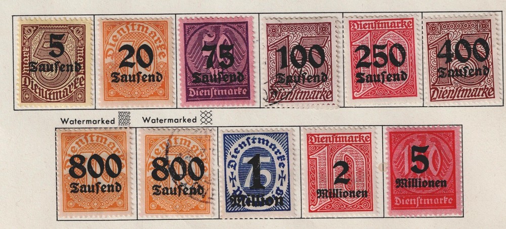 Germany Weimar Republic Hyperinflation Official stamps set 1923 MH GR