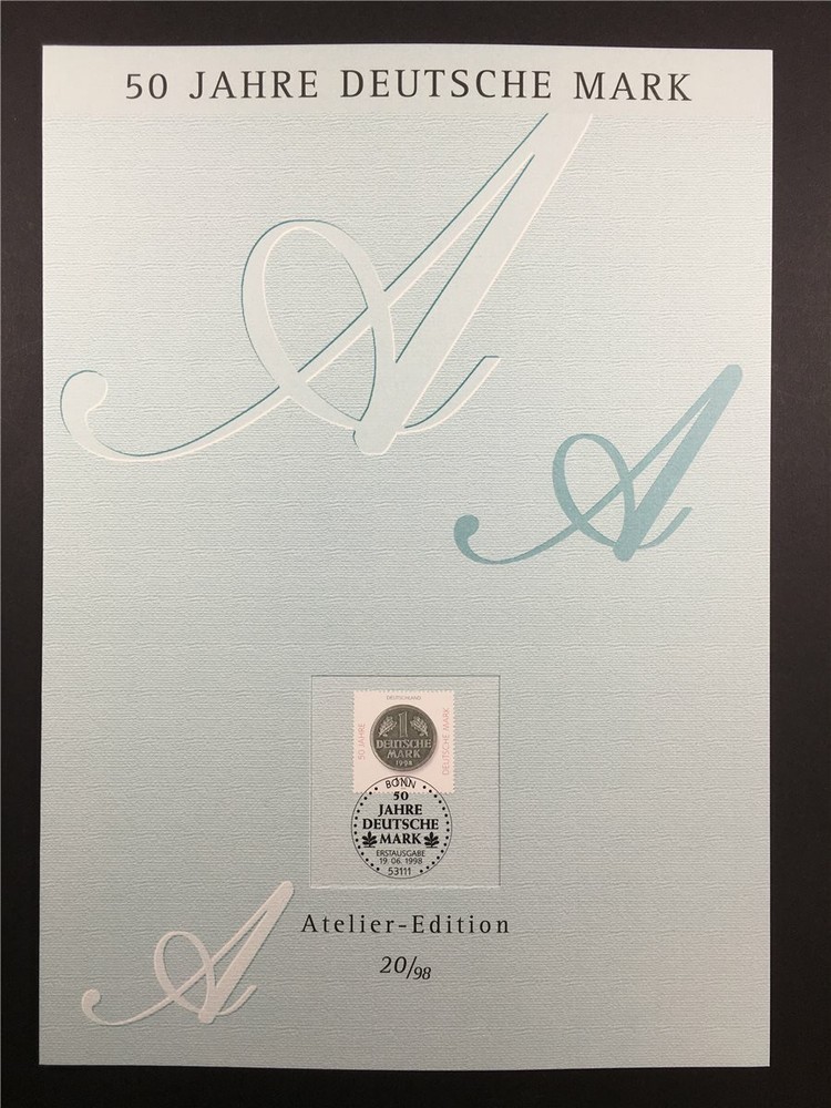 GERMAN POST ART-EDITION 1998/20 1996 DEUTSCHE MARK GELD MONEY