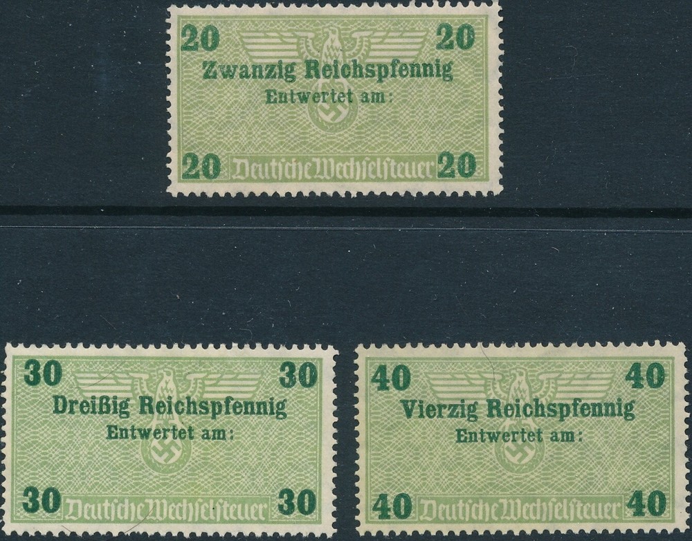 Stamp Germany Revenue WWII 3rd Reich War Occupation Bill Exchange Lot MNG