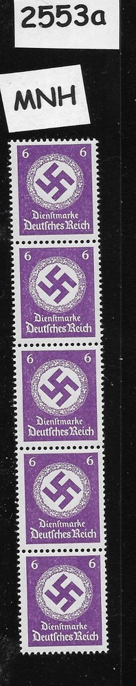 MNH Stamp strip of 5 PF06 Sc095 1942 WWII official Third Reich Germany #2553a