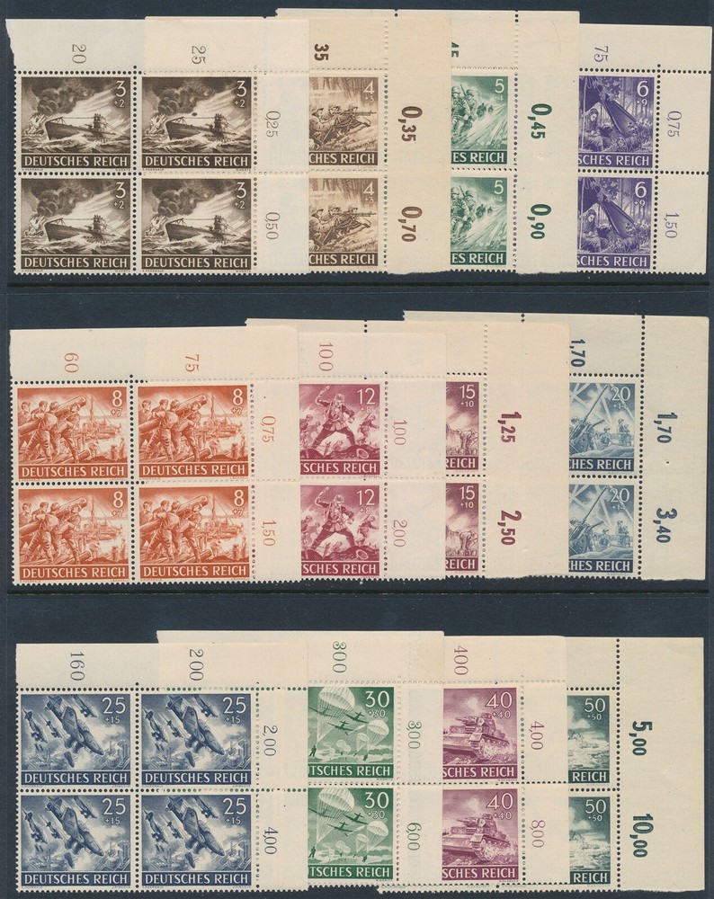 Stamp Germany Mi 831-42 Sc B218-29 Block 1943 WWII Fascism Wehrmacht Army TR MNH