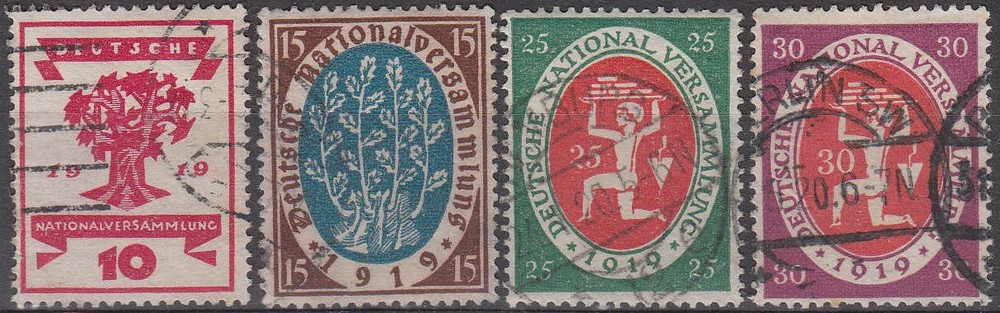 Stamp Germany Reich Mi 107-10 Sc105-8 1919 Set Weimer Emblems National Used