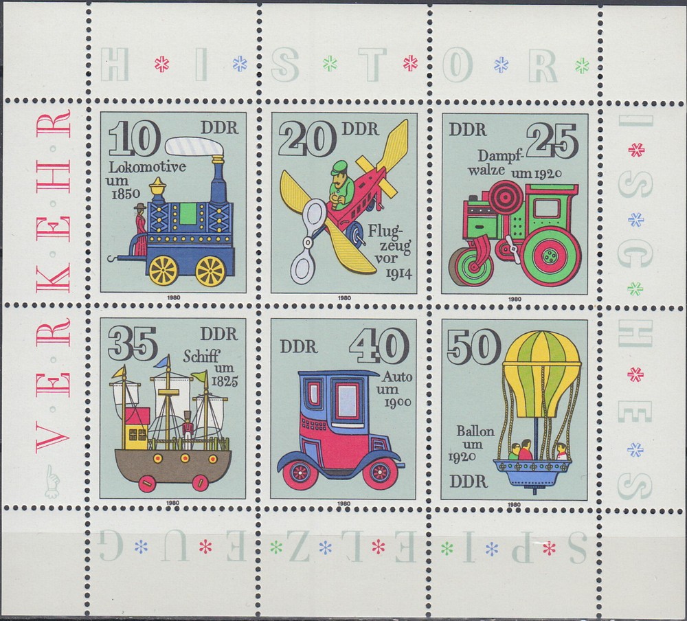 Germany-GDR S/S Historical Toys Traffic 1980 MNH-6 Euro