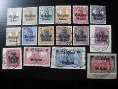 BELGIUM GERMANY WWI OCCUPATION Mi. #10-25 scarce used stamp set! CV $265.00