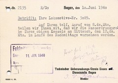 1940 WWII German Postcard TÜV Steam Locomotive Boiler Pressure Test Feldmühle