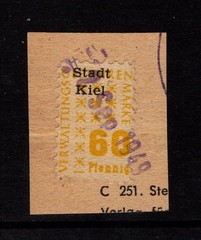 Germany 1949 Kiel 60pf Local Revenue On Piece – S56115