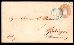Oldenburg U 12, 3 Gr. Entire postal stationery cover from Oldenburg to Göttingen