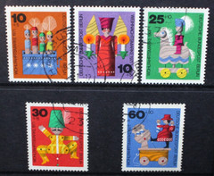 GERMANY BERLIN 1971 Relief Funds: Wooden Toys. Set of 5. FINE USED. SGB407/411.