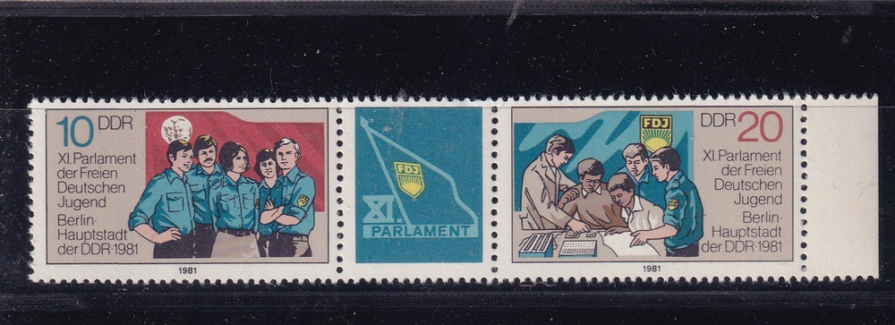 DDR MNH ** 2609-10 Scott 2185-6 Free German Youth