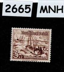 MNH Stamp B107 1937 Germany Boats Ships Schooners Winter relief fund #2665