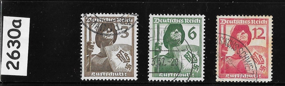 Stamp set Sc 481-483 1937 Germany Third Reich Air protection league #2630a