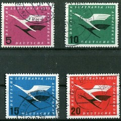 Bundle No. 205 – 208 Cleanly Canceled BRD 1955 Lufthansa Airplane