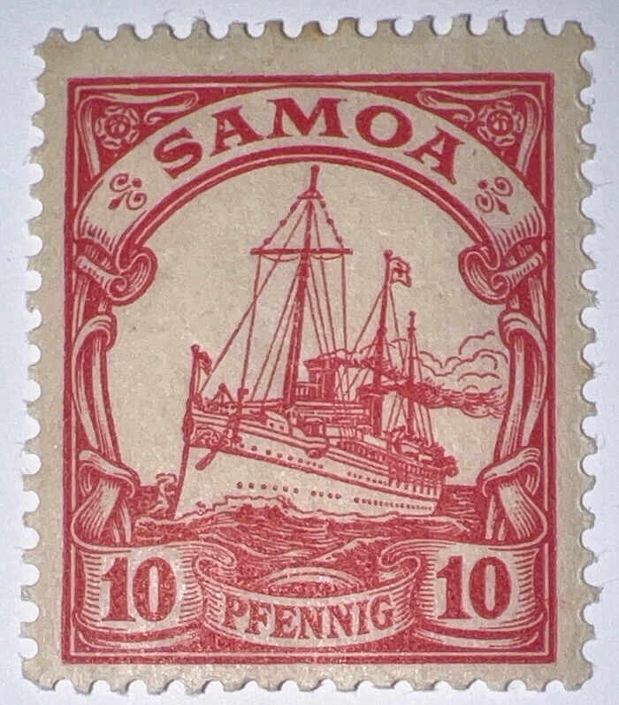 Travelstamps: GERMANY SAMOA STAMPS Kaiser’s Yacht 10pf Mint Original Gum Hinged