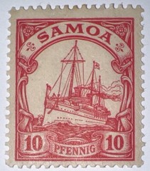 Travelstamps: GERMANY SAMOA STAMPS Kaiser’s Yacht 10pf Mint Original Gum Hinged