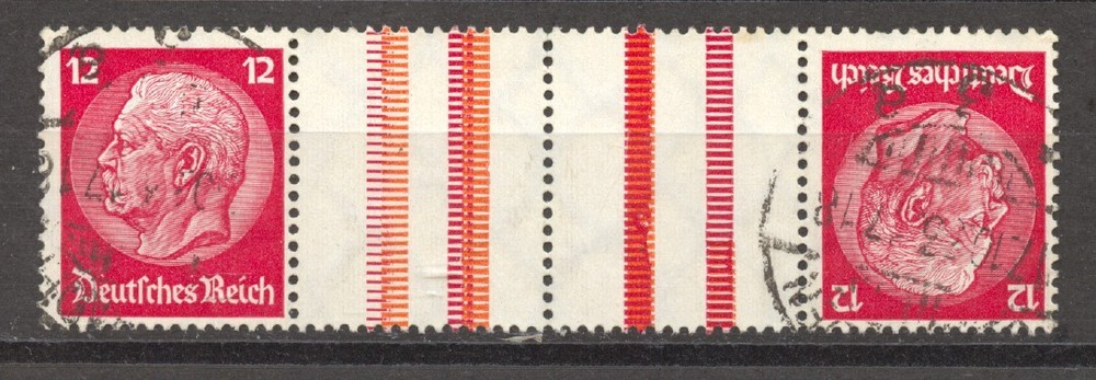 1933 Se-Tenant, Hindenburg, Michel KZ 19, used, no faults, Watermark. Honeycomb