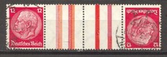1933 Se-Tenant, Hindenburg, Michel KZ 19, used, no faults, Watermark. Honeycomb