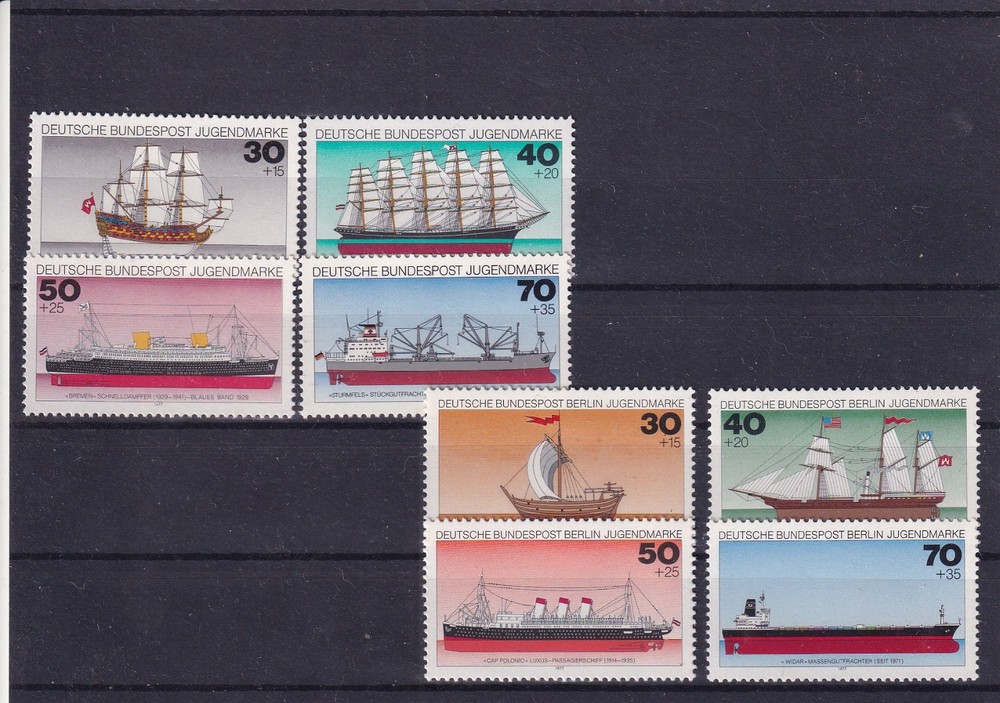 Bundesrepublik/Berlin MNH ** Ship sets from 1977