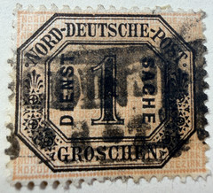North German Confederation 1 Groschen Black and Buff 1870 Scott Catalog O4