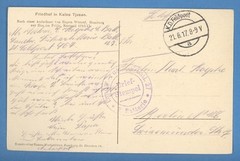 LATVIA RUSSIA GERMANY TJUSAN OBER OST WW l CANCELLED FELDPOST 512
