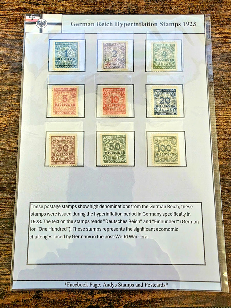 German Reich Weimar Empire Hyperinflation denomination stamps