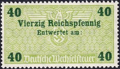 Stamp Germany Revenue WWII 3rd Reich Bill Exchange Fiscal Tax Selection 2 MNH