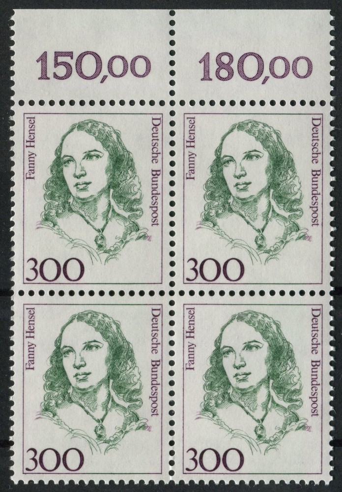 Bundle No. 1433 OR Top Margin Block of 4 MNH BRD Women 300 from Large Sheet