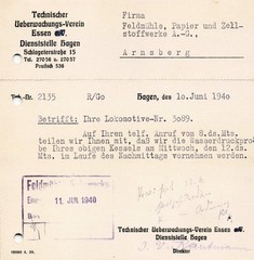 1940 WWII German Postcard TÜV Steam Locomotive Boiler Pressure Test Feldmühle
