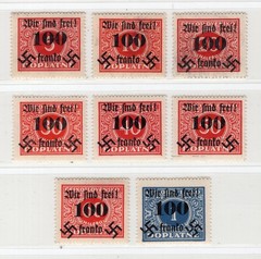 GERMANY OCC SUDETENLAND RUMBURG OVERPRINT MICHEL 36-43 PERFECT MNH BRUNEL CERT
