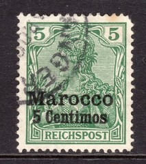 German Offices in Morocco Scott # 8D VF Used 1903 Germania 5 C on 5 Pfg #4