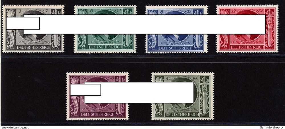 German Reich Michel numbers 844-849 mint never hinged