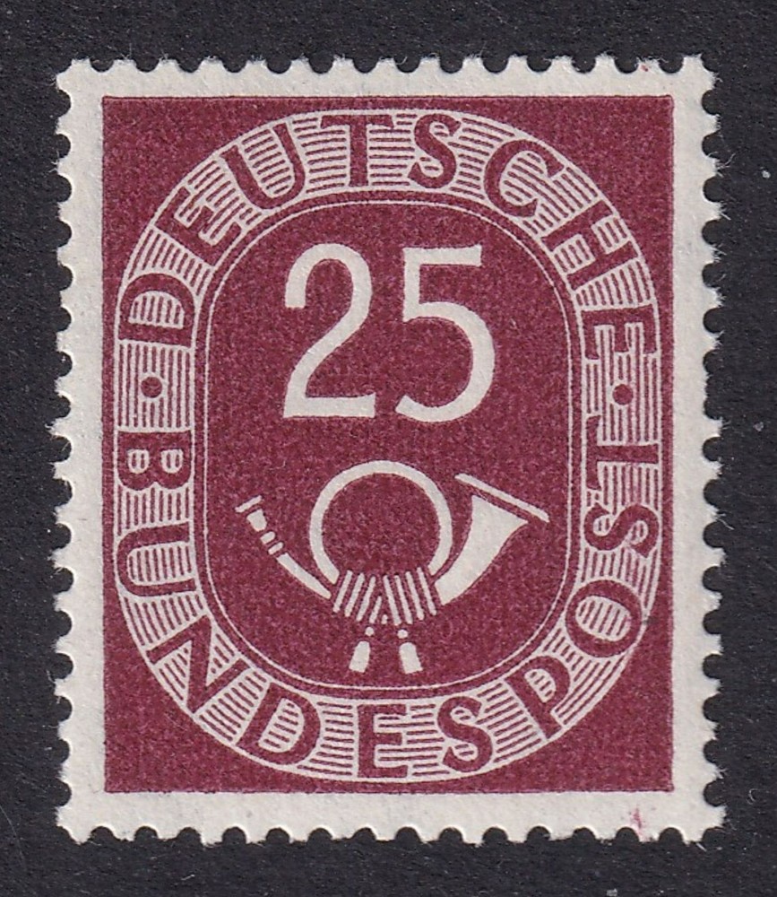WEST GERMANY 1951 Posthorn 25pf Plum SG 1053 MH/* (CV £130)