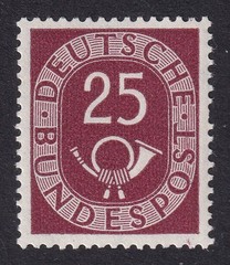 WEST GERMANY 1951 Posthorn 25pf Plum SG 1053 MH/* (CV £130)