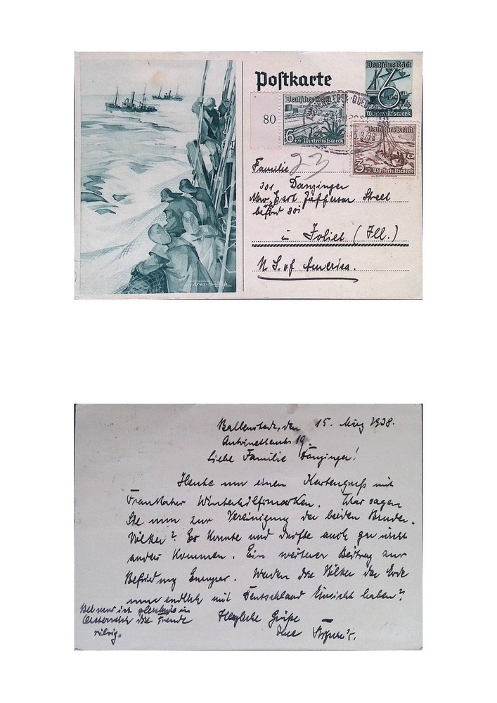 CMI) 1953. GERMANY. OLD SHIPS. FISHING BOATS. POSTCARD. DOMESTIC MAIL. FRONT AND