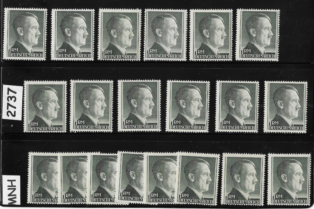 MNH stamps X20 1RM Third Reich Hitler 1942-1944 / Sc 524 Perf 14.0 #737