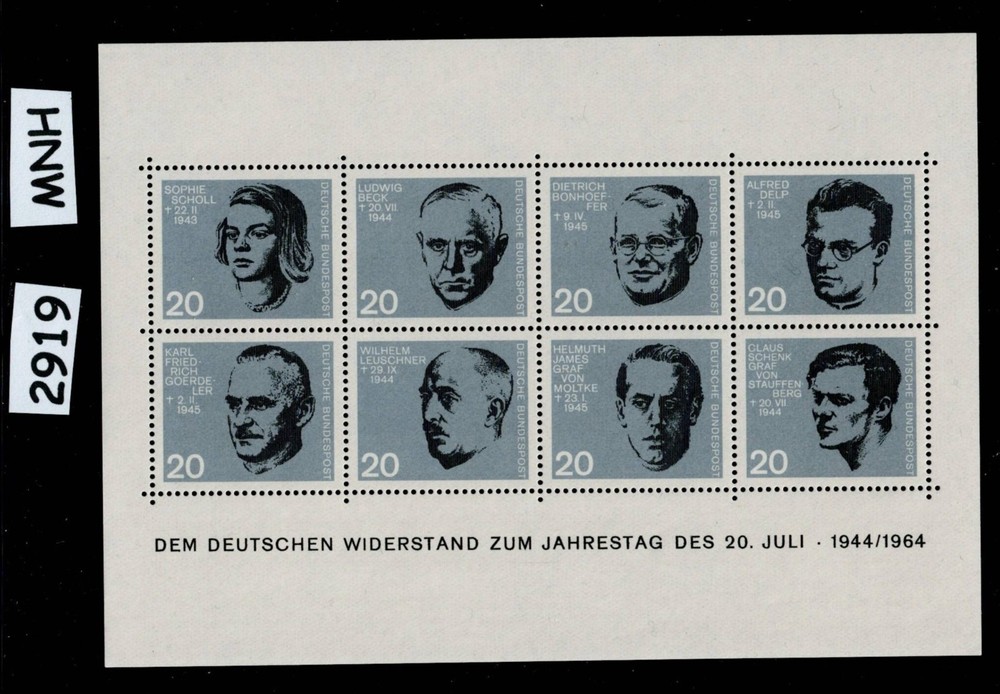 MNH stamp Mini sheets X5 Commemorate Nazi resistance in WWII Germany #2919
